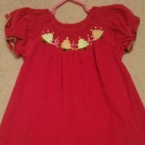 Smocked Christmas corduroy dress